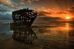Sunset Shipwreck Silhouette, Sunset Art by Rob's Wildlife